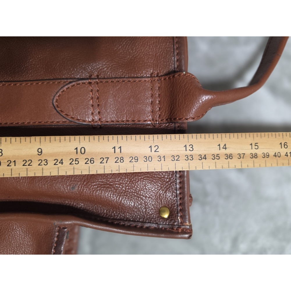 FRYE Vintage Madison Campus Shop Large Weekend Tote Bag Brown Leather Old Money - Picture 5 of 11